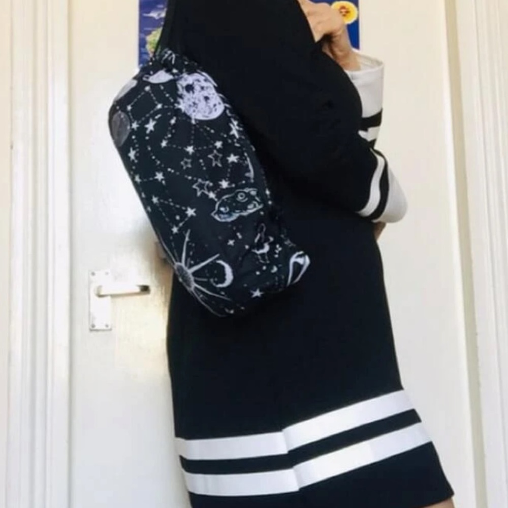 New Celestial Handmade Black White Drawstring Backpack Cinch Bag Water Resistant - Picture 6 of 12